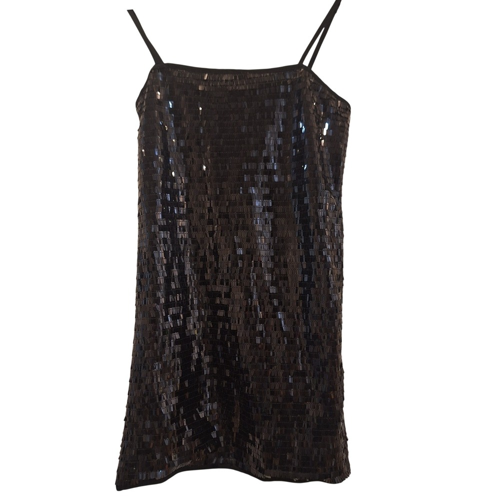 New Olivaceous Sequin MiniDress Sz S Black Sparkly Party Gatsby Cocktail Evening